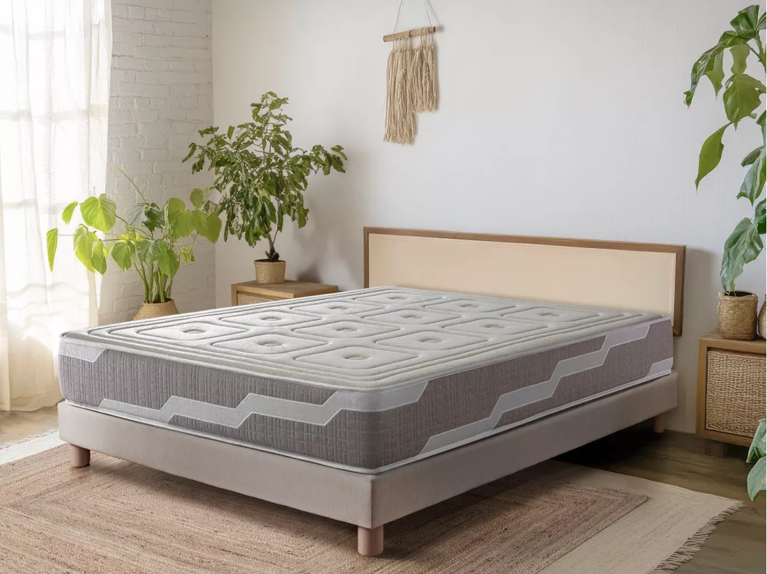Matelas naturel ressorts ensaches 140X200 ORGANIC NATURA, Épaisseur 27 CM, 100% Coton et lin