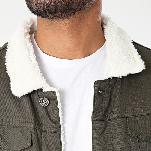 Veste Jean Col Mouton 7004 Vert Kaki