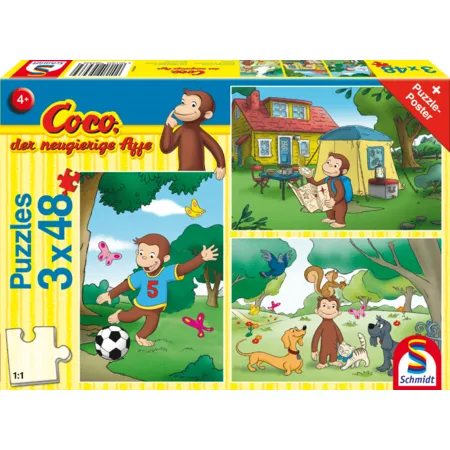 Schmidt Spiele Puzzle - Coco, der neugierige Affe, Mein Freund Coco, 3x48 Teile