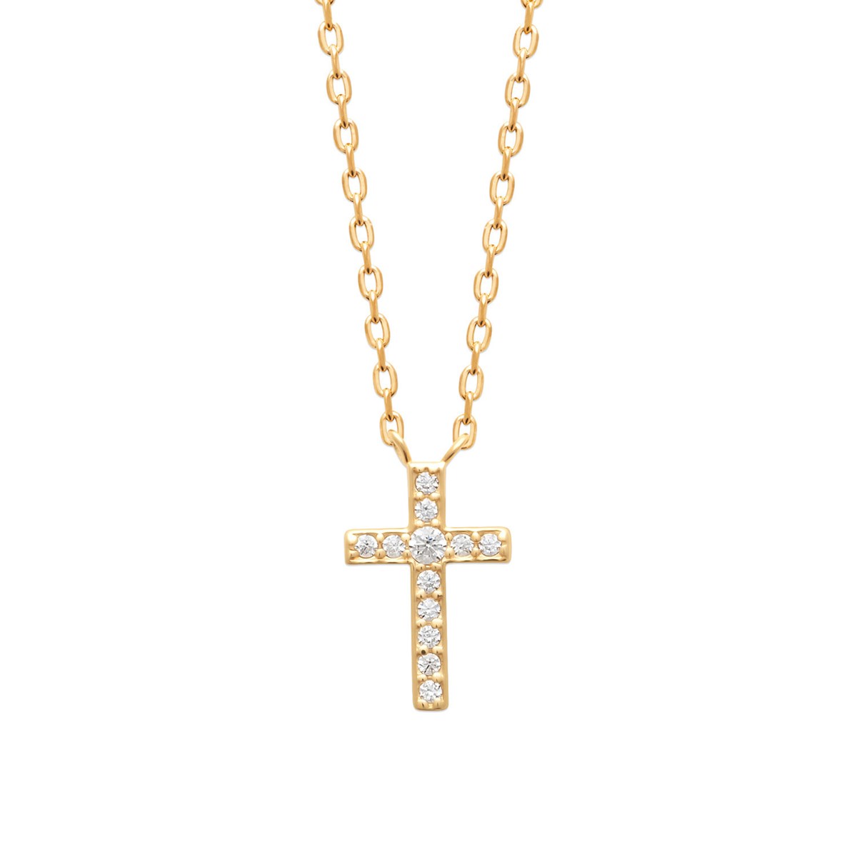 Collier Brillaxis plaqué or croix OZ