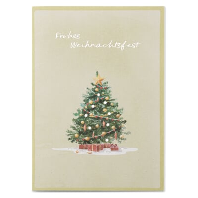 Grußkarte Recycling Papier, Geschmückter Tannenbaum