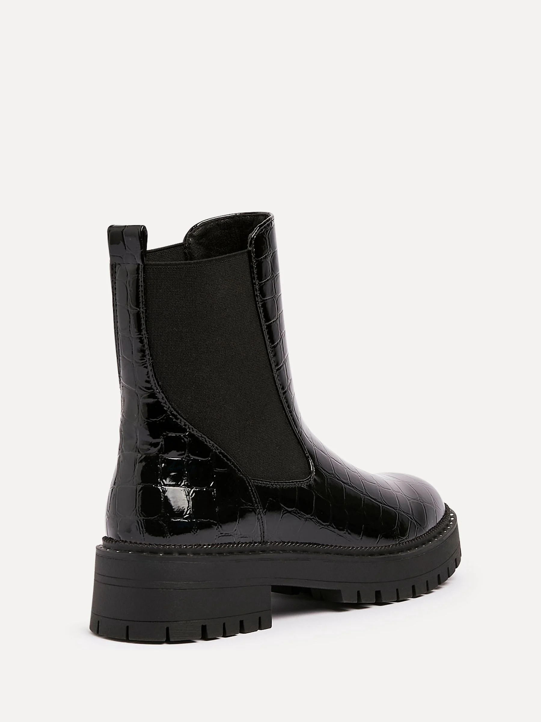 Linzi Landon Chunky Croc Mix Ankle Boots With Stud Detail Sole