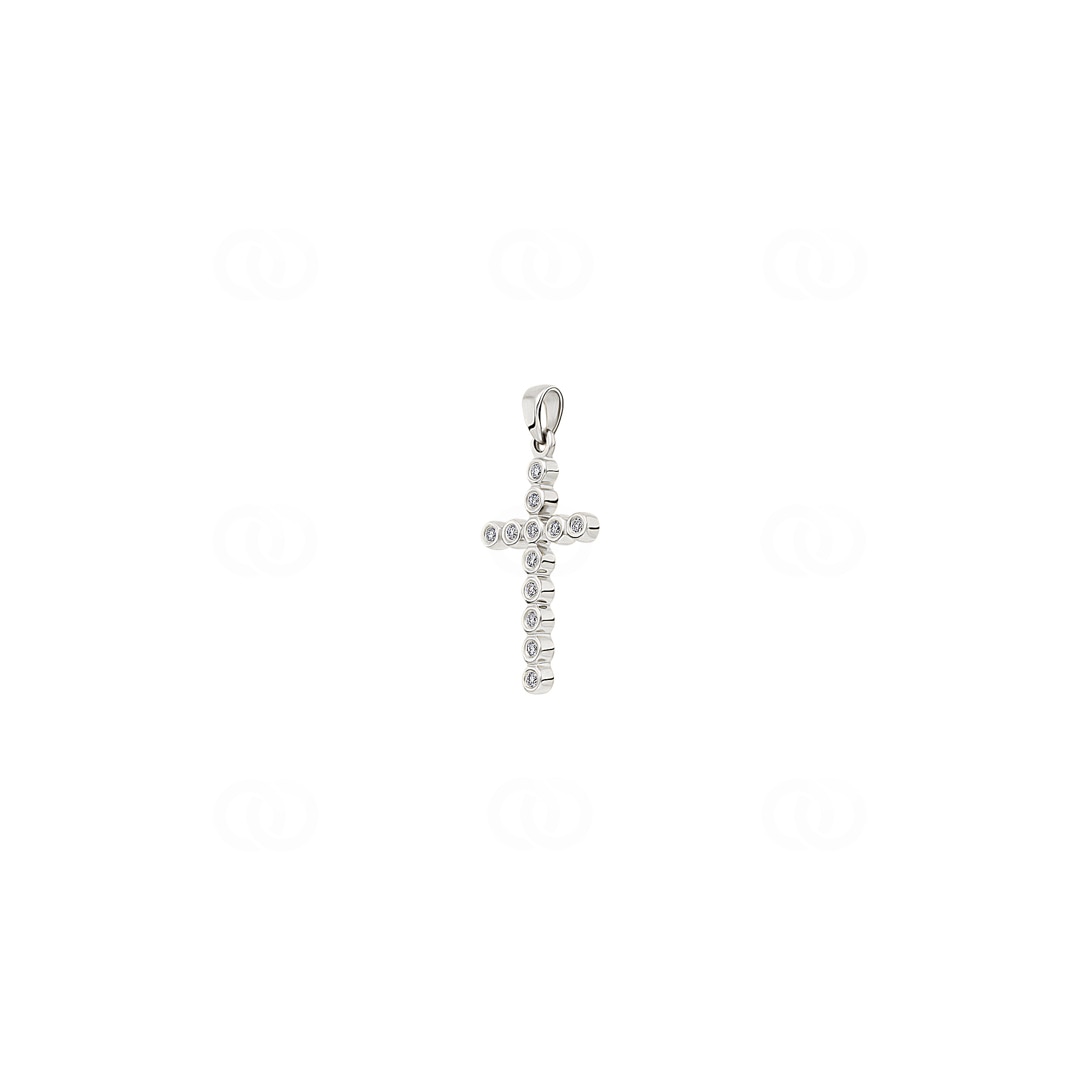 Anhänger 750/18 K Weissgold Kreuz mit Diamanten 0.07 ct H/si