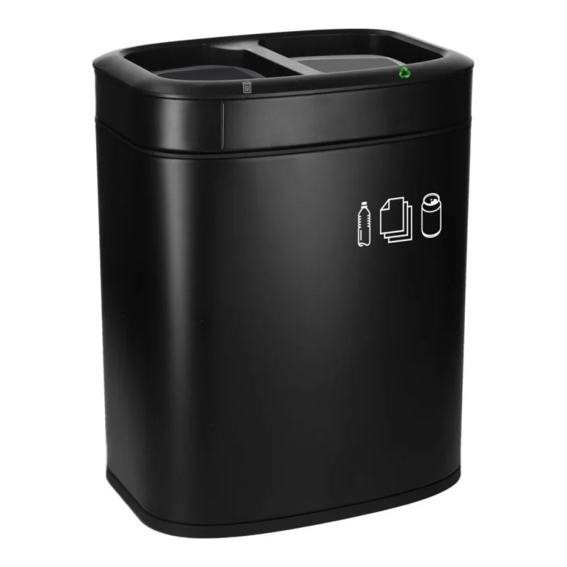 JVD – Corbeille de tri ovale – 2 bacs – Noir