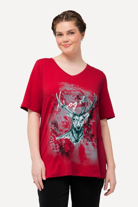T-Shirt, Trachtenmotiv, Classic, V-Ausschnitt, Halbarm