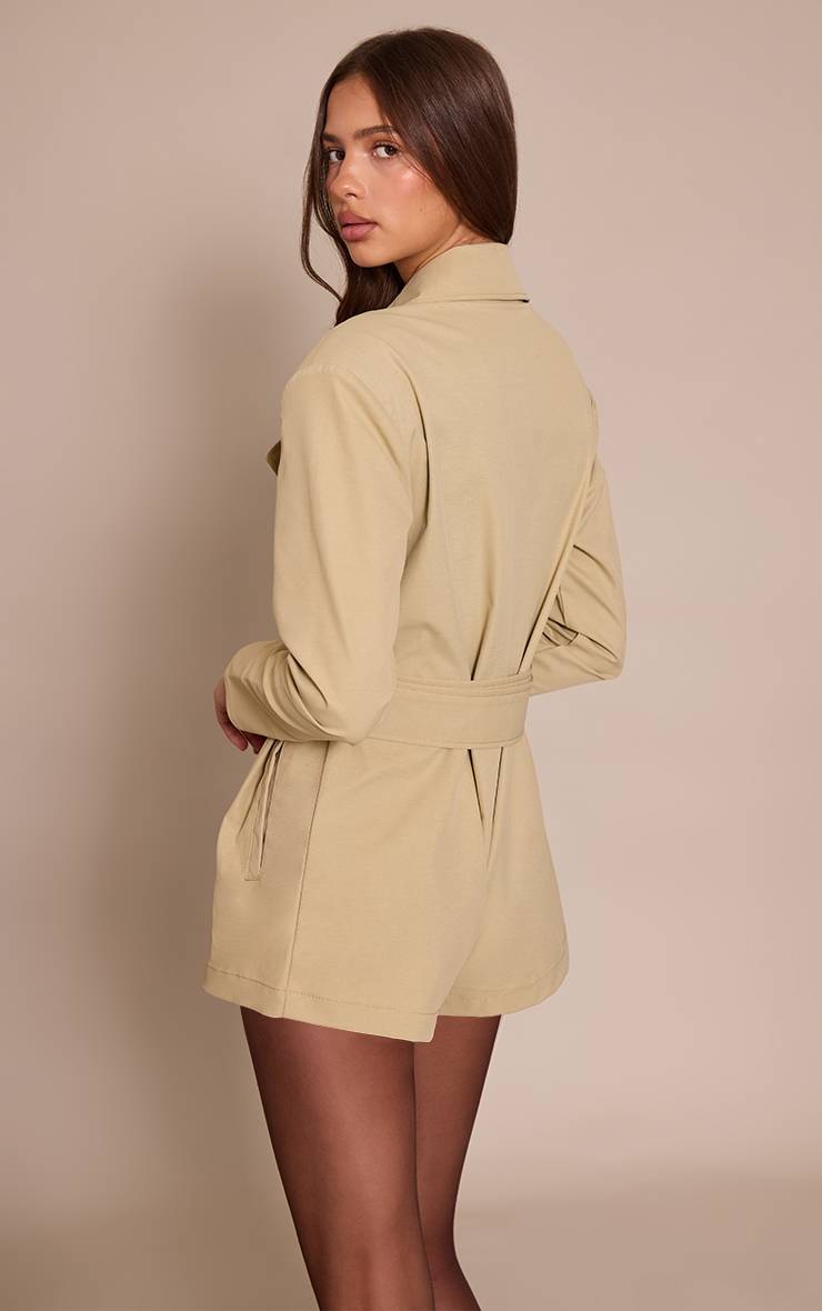 Gris Pierre Combinaison-short Ceinture Détail Trench