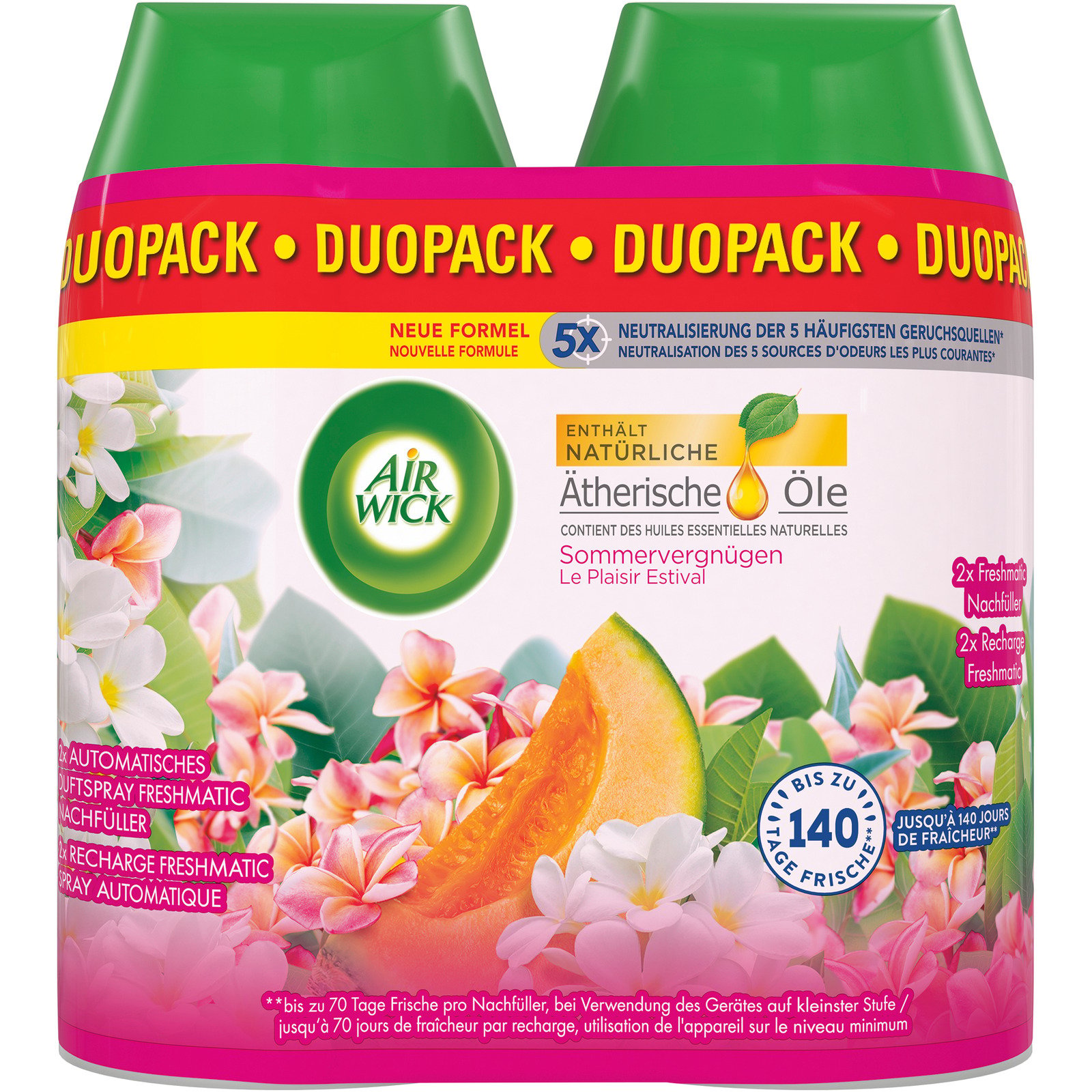 Air Wick Pure Automatisches Duftspray Freshmatic Max Nachfüller Sommer-Vergnügen 2 x 250 ml