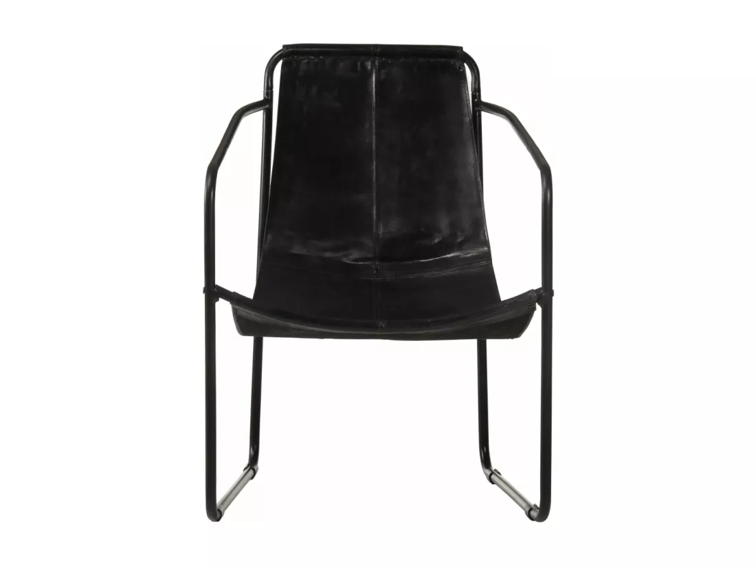Fauteuil de relaxation noir cuir véritable