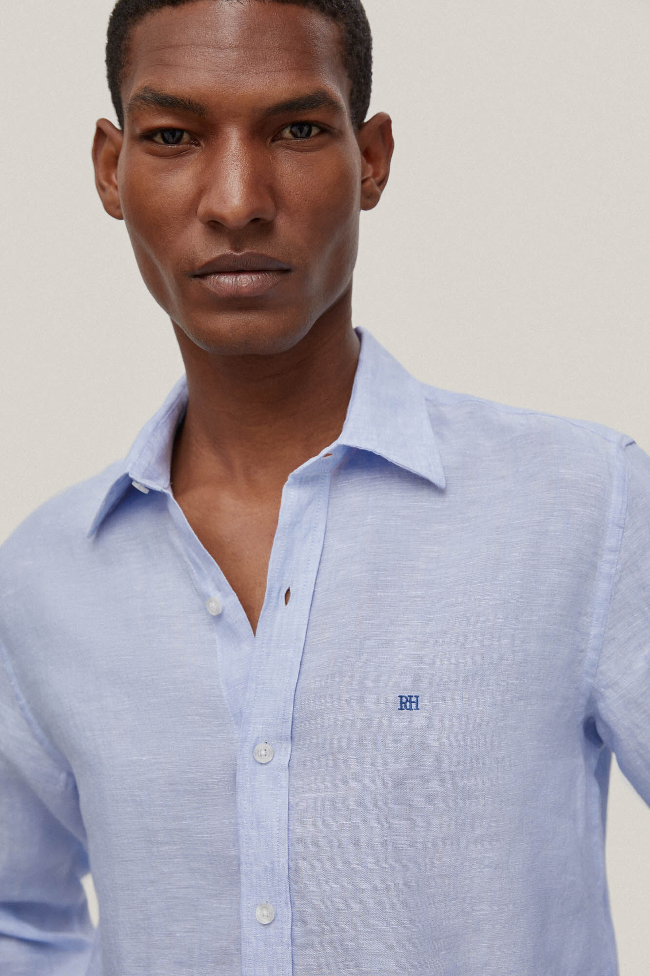 Camisa linóleo lisa - Azul