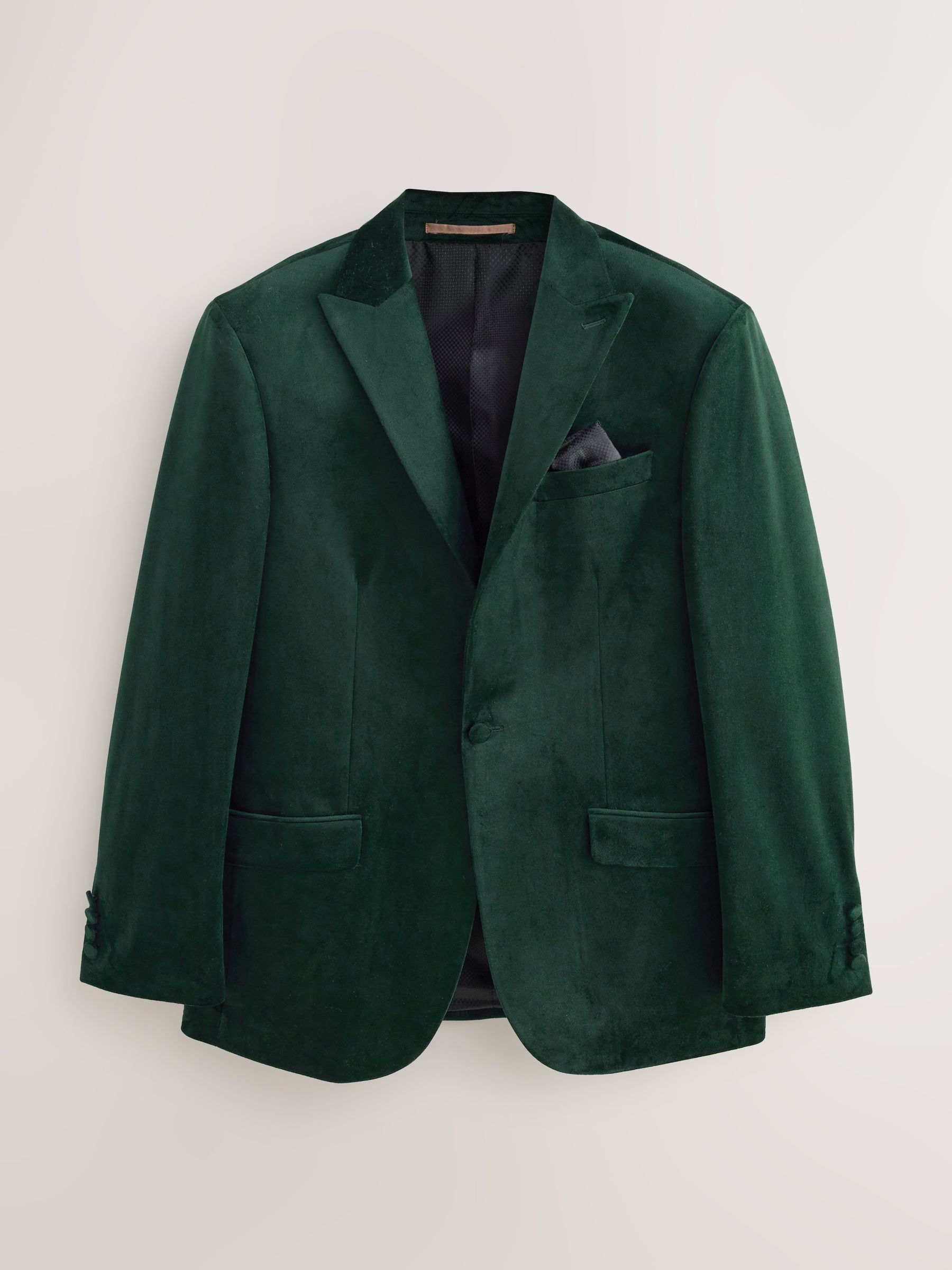 Donkergroen - Normale Pasvorm - Velvet blazer met zelfrevers