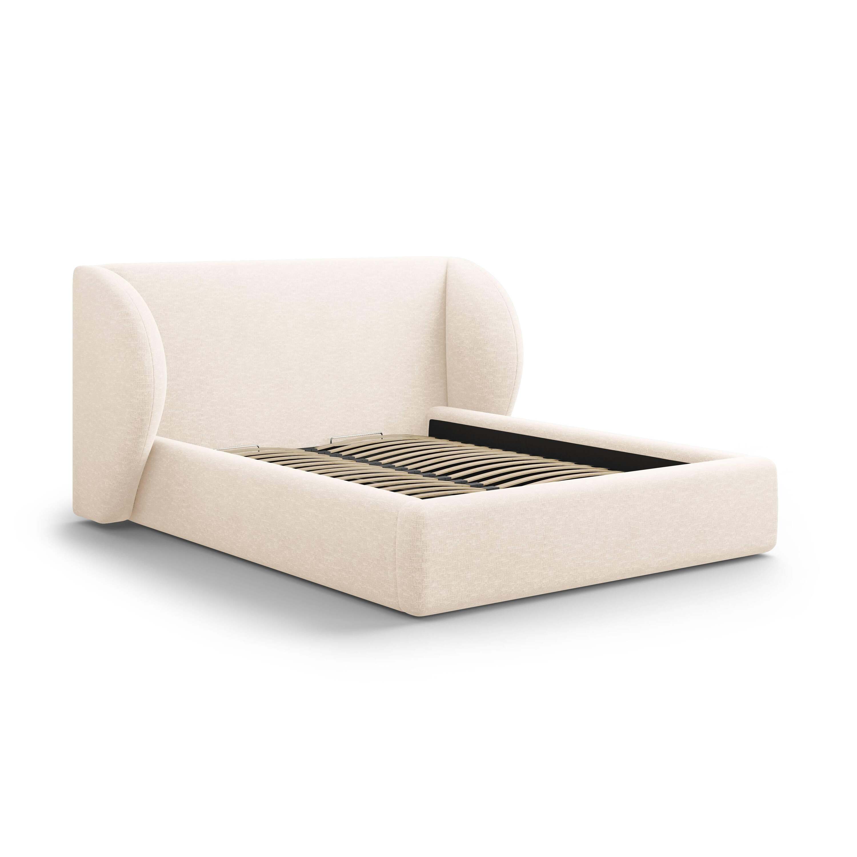 Micadoni Bedframe Miley met Opbergruimte - 180 x 200 cm - Chenille - CrÃ¨me