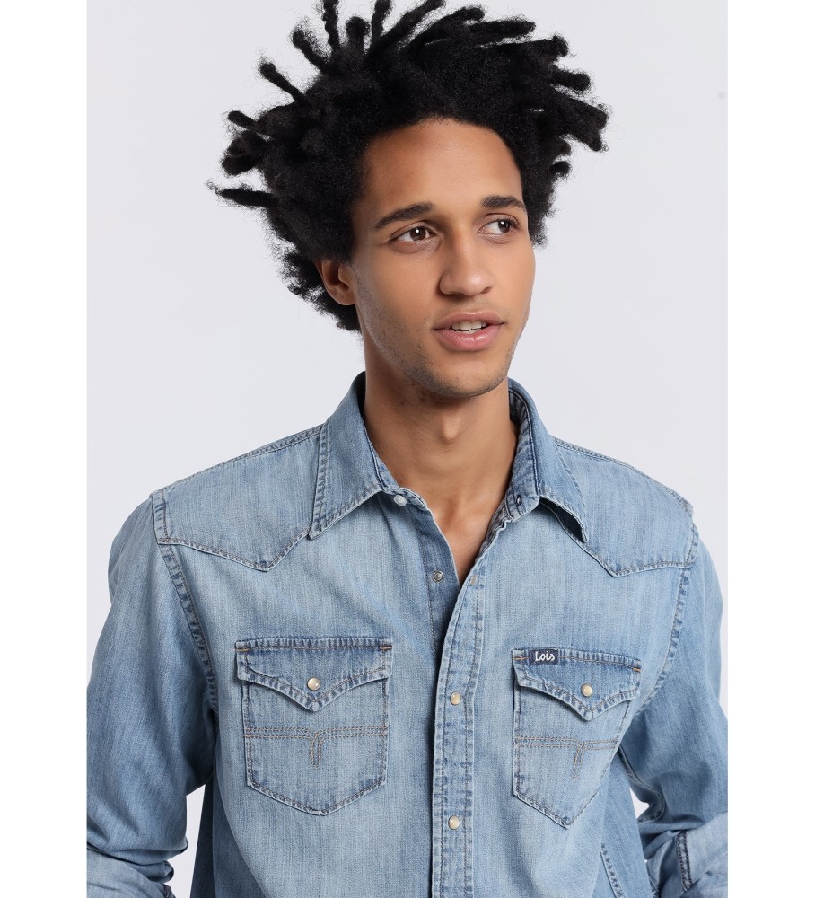 Camisa jeans de manga comprida Lois Blue