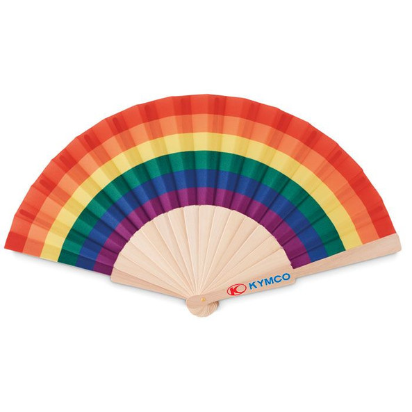 GiftRetail MO6446 - BOWFAN Eventail  en bois arc-en-ciel