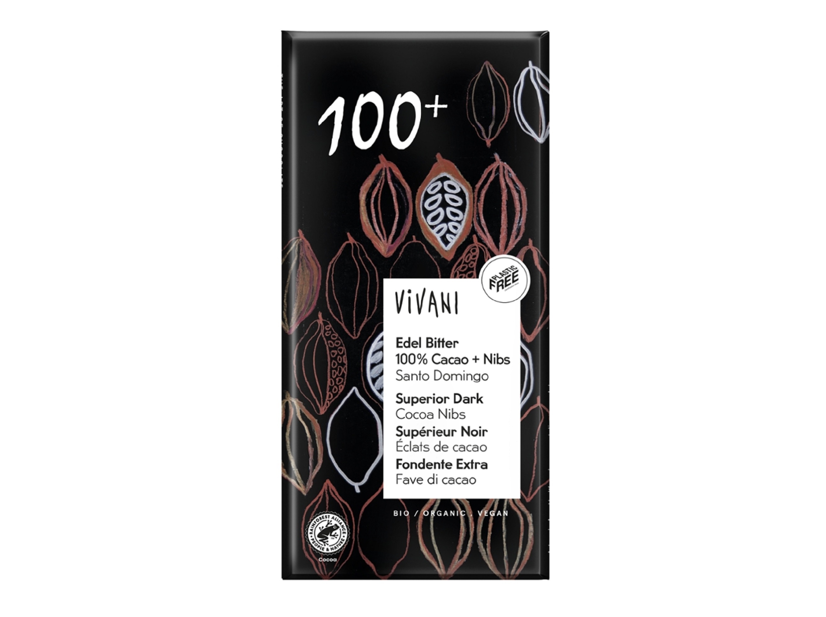 CHOCOLATE PRETO VIVANI 100% CACAU BIO 80G