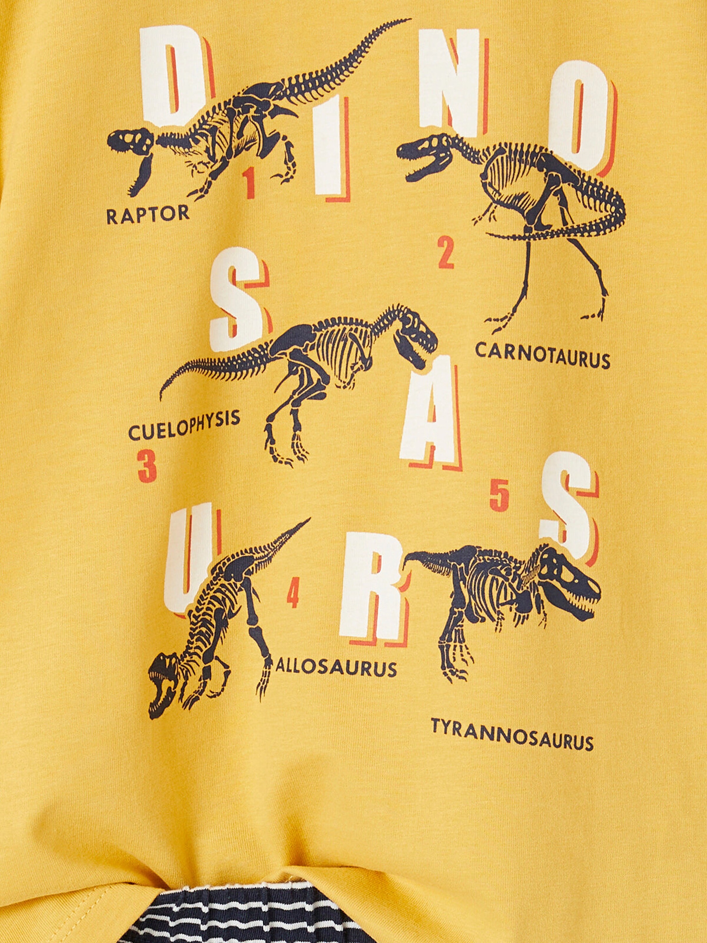 Vertbaudet 2er-Pack kurze Jungen Schlafanzüge mit Dinos nachtblau+gelb