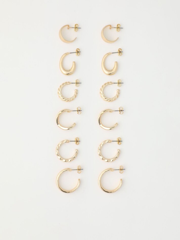 Conjunto de 6 brincos combinando - Dourado