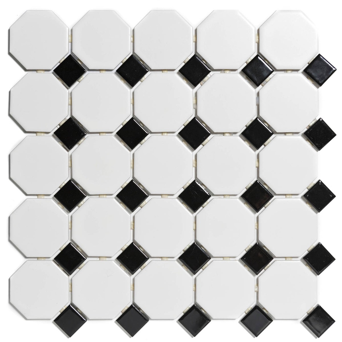 The Mosaic Factory Paris octagon mozaïek tegels 30x30 wit/zwart