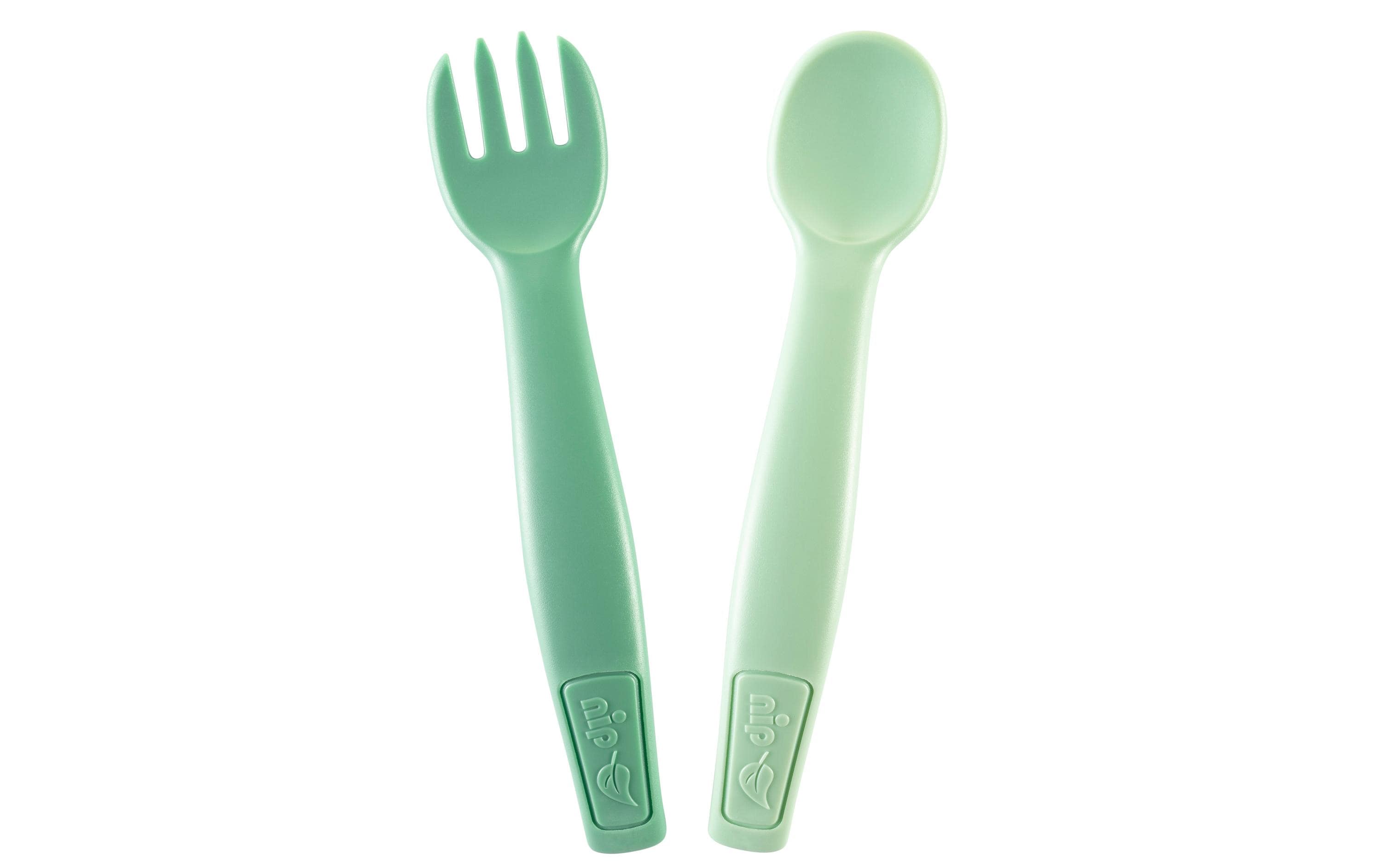 Esslernbesteck-Set eat green 2-teiligBruchsicheres Design für die ersten Essensversuche Ihres Babys