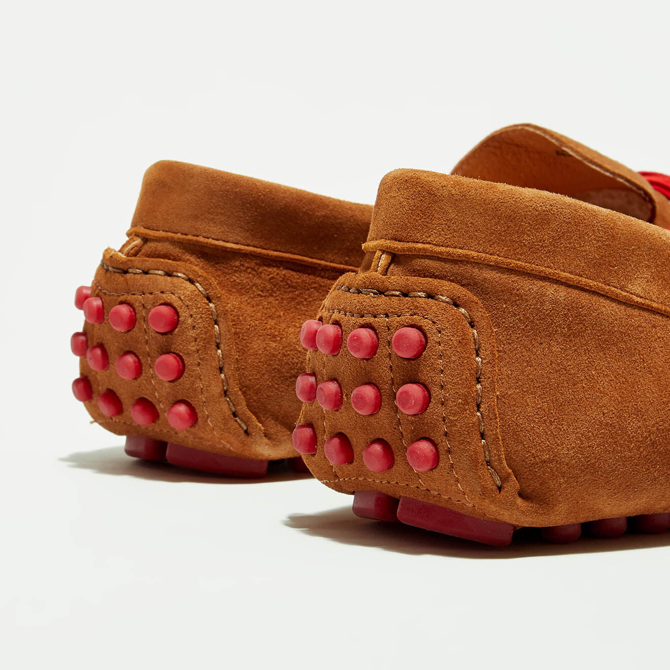 Flavio Création Mocassins en Velours de Cuir Miguel cognac/rouge