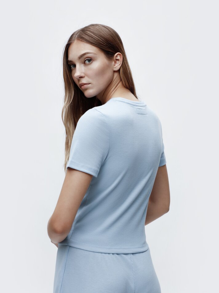 Blusa de pijama canelada - Azul