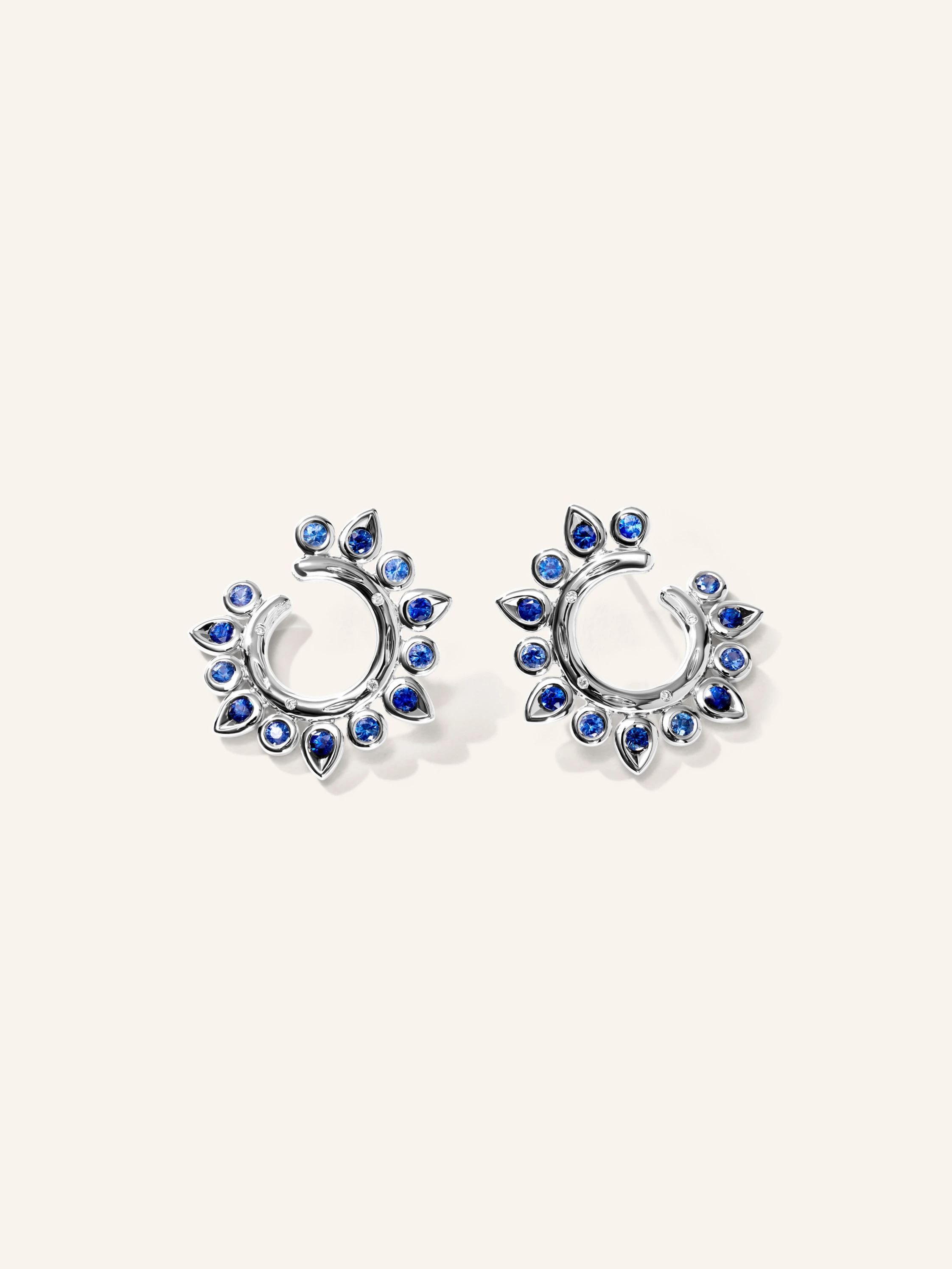 TAMARA COMOLLI Ohrringe OHRRINGE GYPSY HOOP SUN 'OCEAN' 18K Weißgold