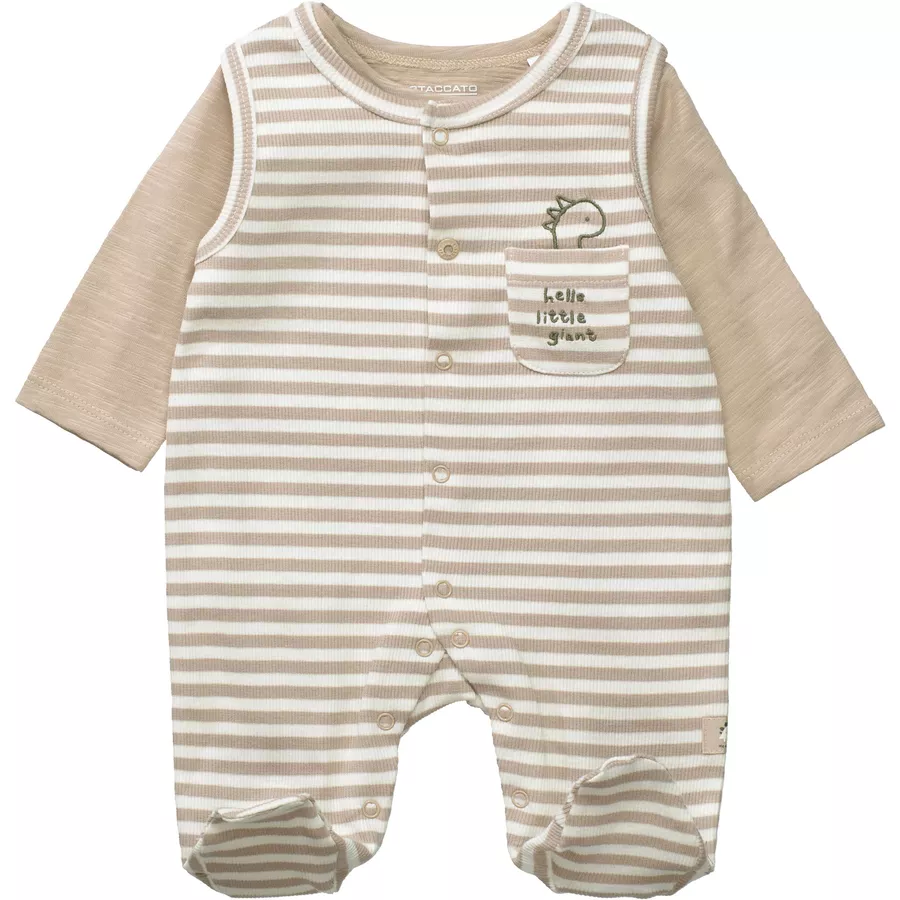 STACCATO Strampler+Shirt taupe gestreift