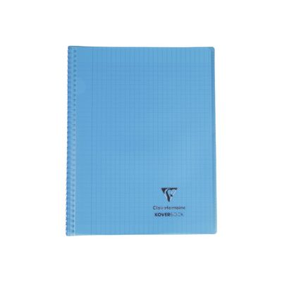 Clairefontaine Koverbook - Cahier polypro spiralé 24 x 32 cm - 160 pages - grands carreaux (Seyes) - disponible dans différentes couleurs