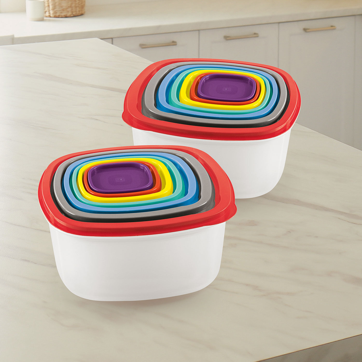 Gourmetmaxx Frischhaltedosen, 14 Dosen mit Farbdeckel