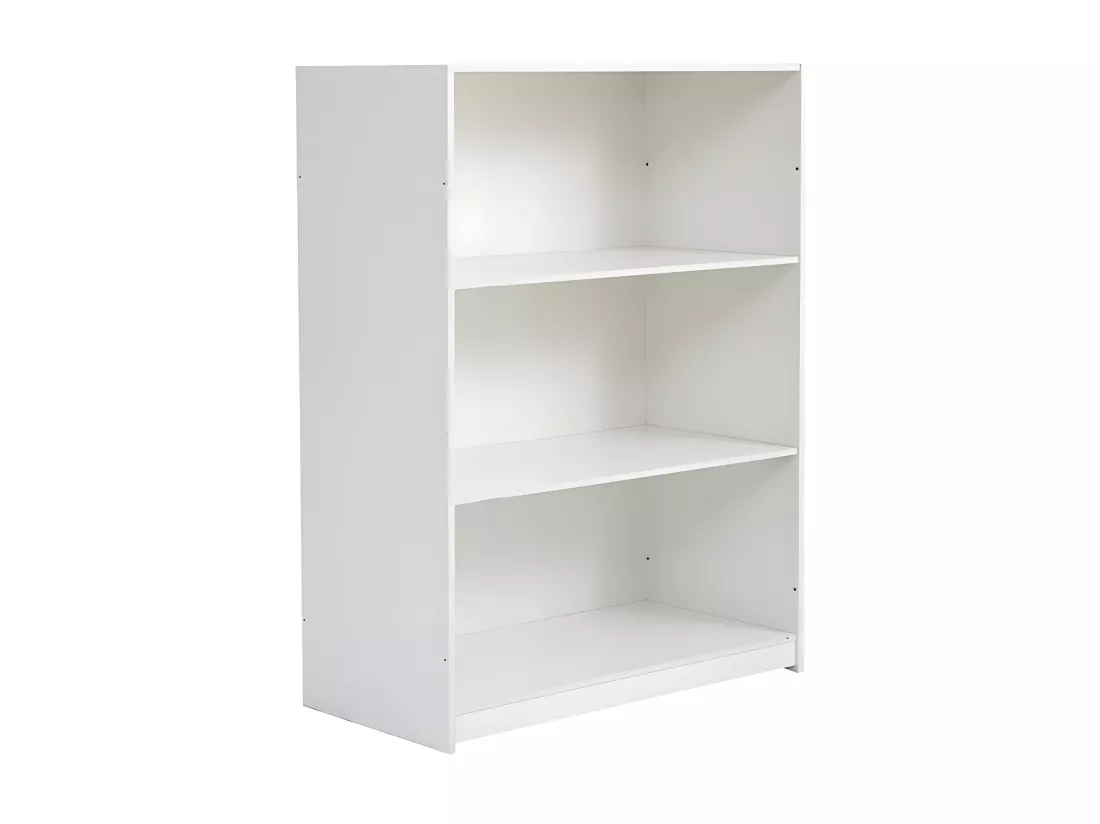 Lit mezzanine 90x200 cm - avec meubles de rangement et un bureau - en bois massif - Blanc