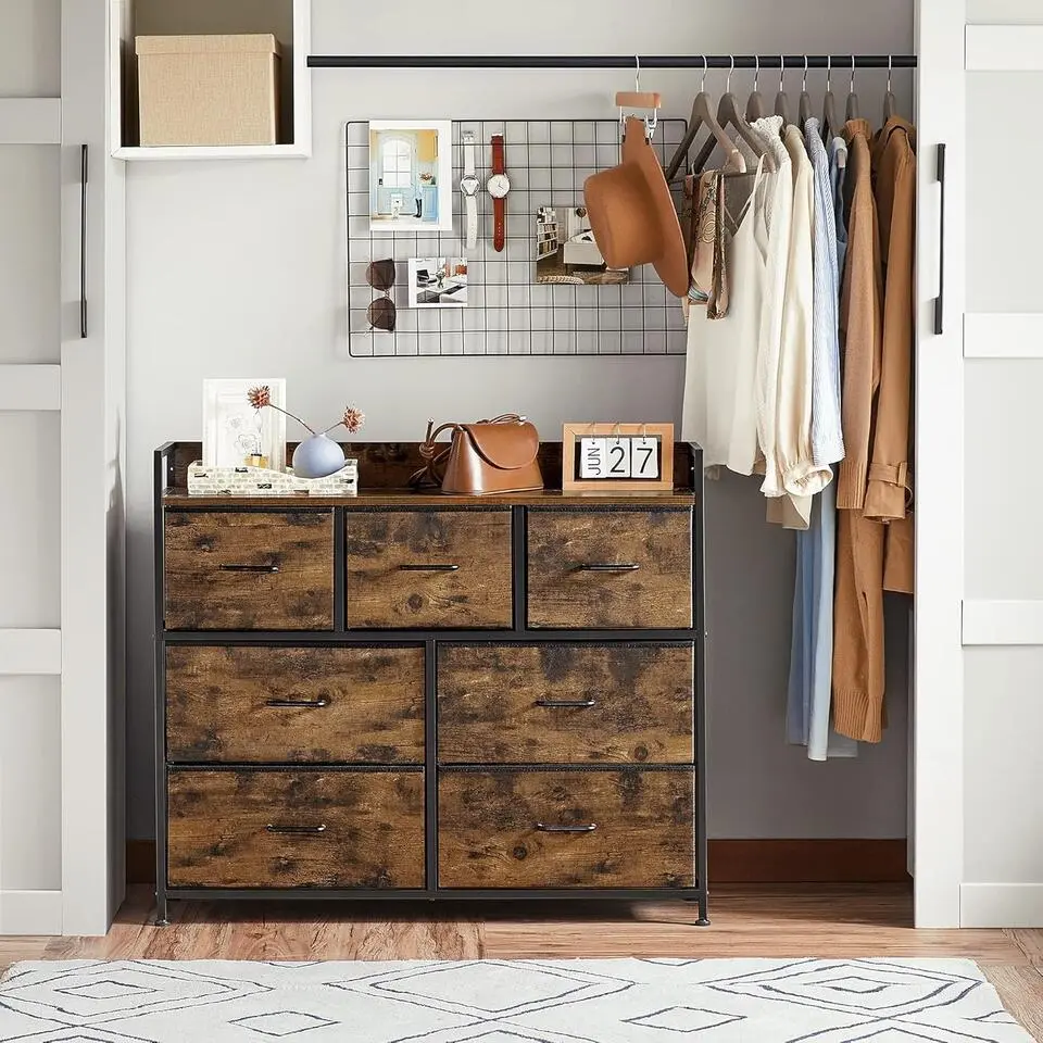 Parya Home Industriėle Commode – Opbergkast met 7 mdf laden en metalen frame