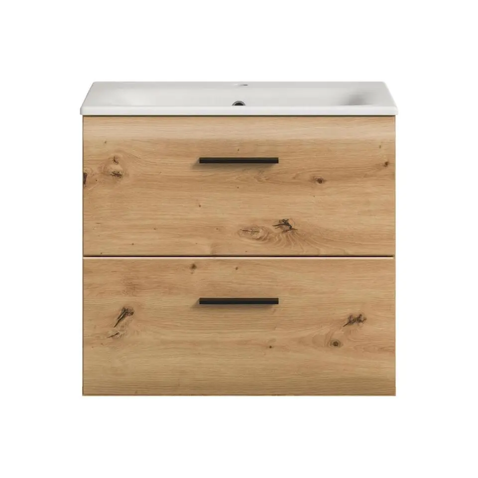 Hioshop Ice wastafel inclusief was 2 lades eiken decor