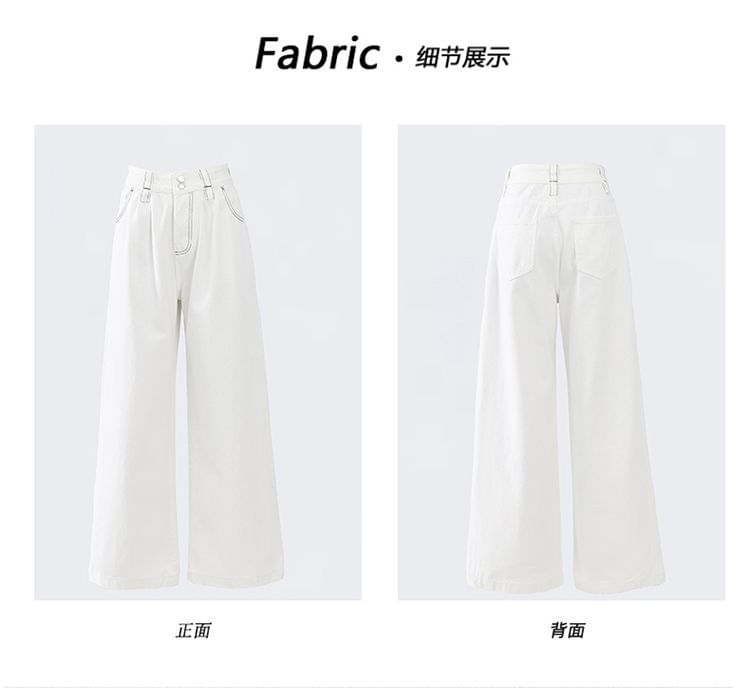 Denimot - High Waist Washed Wide Leg Jeans (diverse designs)