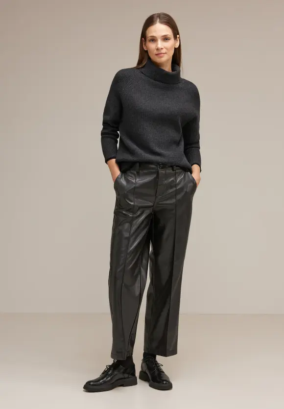 Rollkragenpullover - anthracite melange