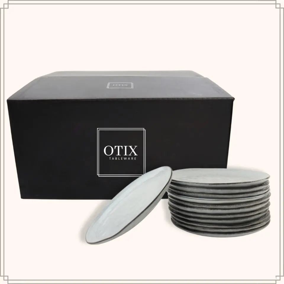 OTIX Dessert Ontbijt Bordenset 12 Persoons Blauw 21cm Keramiek BLUEBELL