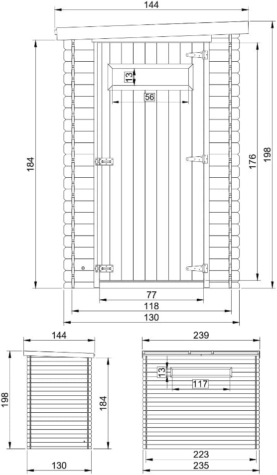 Gartenhaus Holz - Geräteschuppen Holz - Gerätehaus kleine Fenster B144xL239xH198 cm/ 2.63 m2 - Fahrrad Schuppen - Gartenhäuser & aufbewahrung Wasserfestes Dach TIMBELA M306A