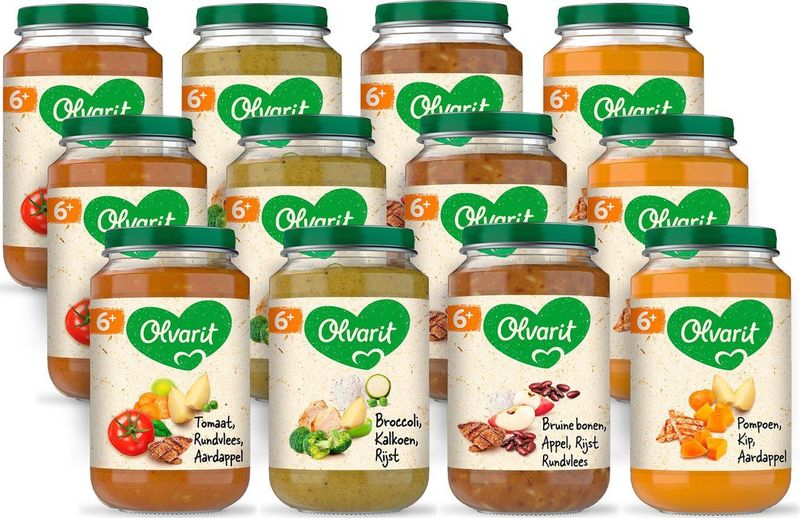 Olvarit Variatiemenu Babymaaltijd 6+ Maanden - Versie 2 - 4 Smaken - 12 x 200g