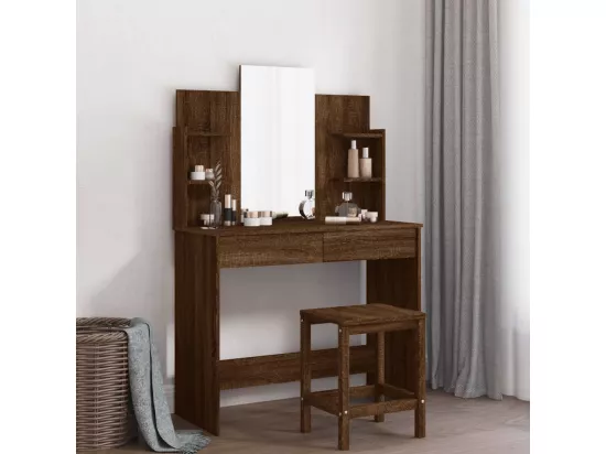 Coiffeuse avec miroir chêne marron 96x39x142 cm