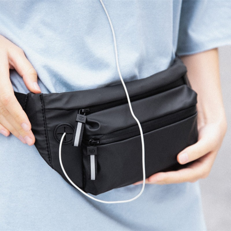 (33x15cm) Unisex Outdoor Schultertasche Wasserabweisende Crossbody Bag Bauchtasche - Schwarz