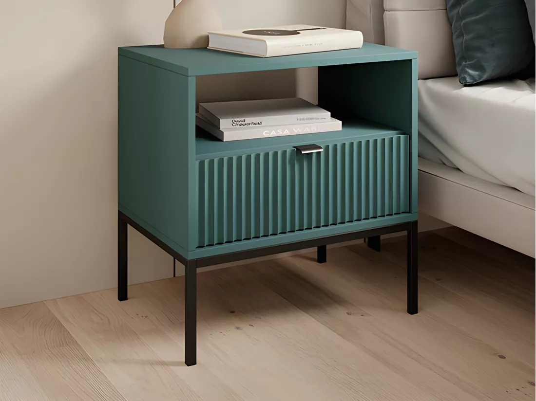Lot de 2 tables de chevet 1 tiroir et 1 niche - Vert émeraude - LIOUBA de Pascal Morabito