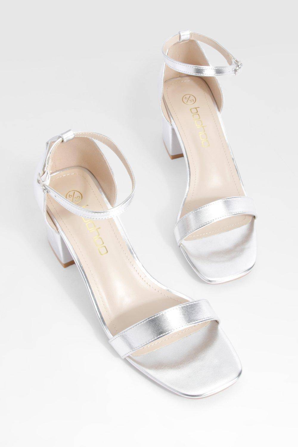 boohoo Talons larges métalliques à bloc bas, effet minimaliste