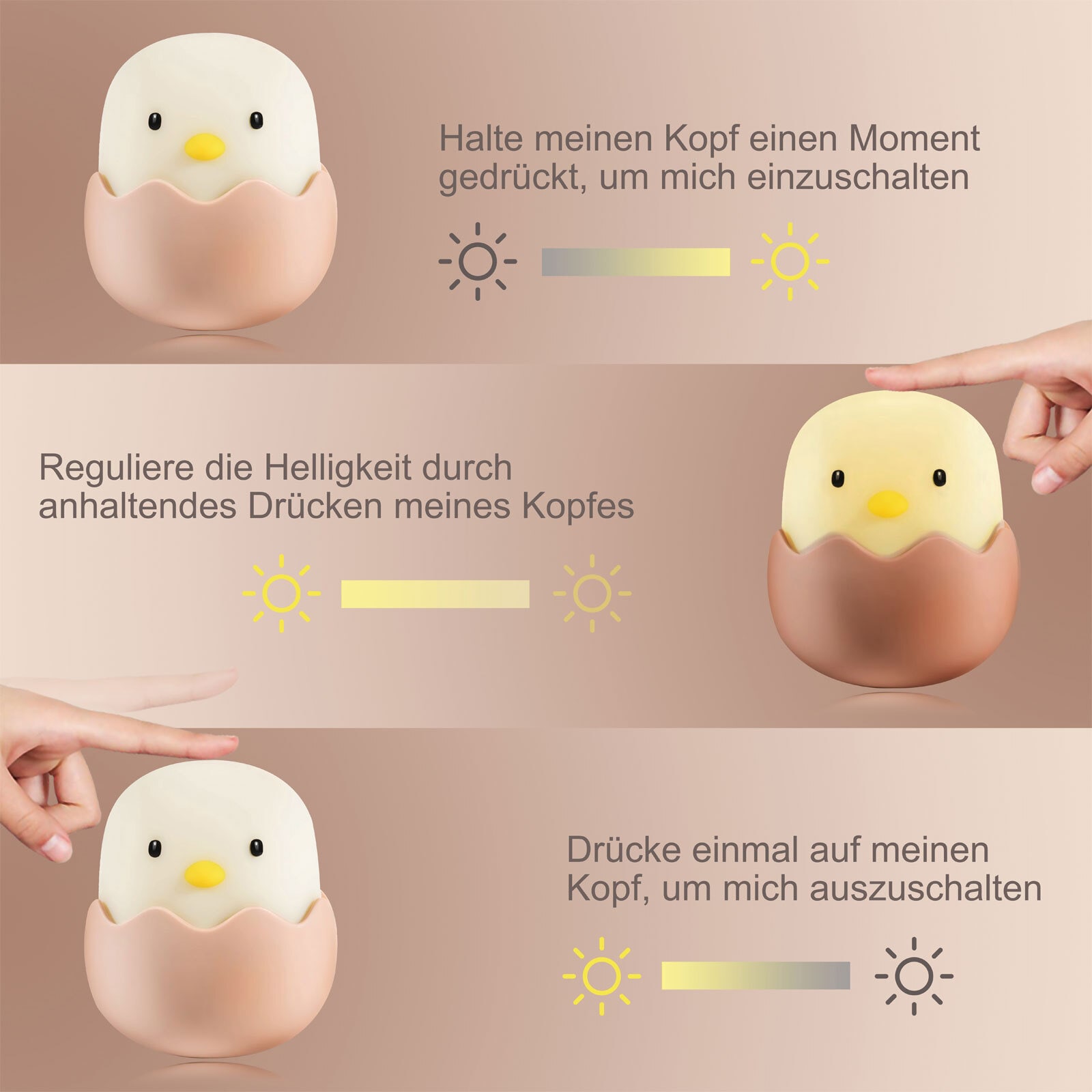 niermann LED Nachtlicht Küken Eggy Egg