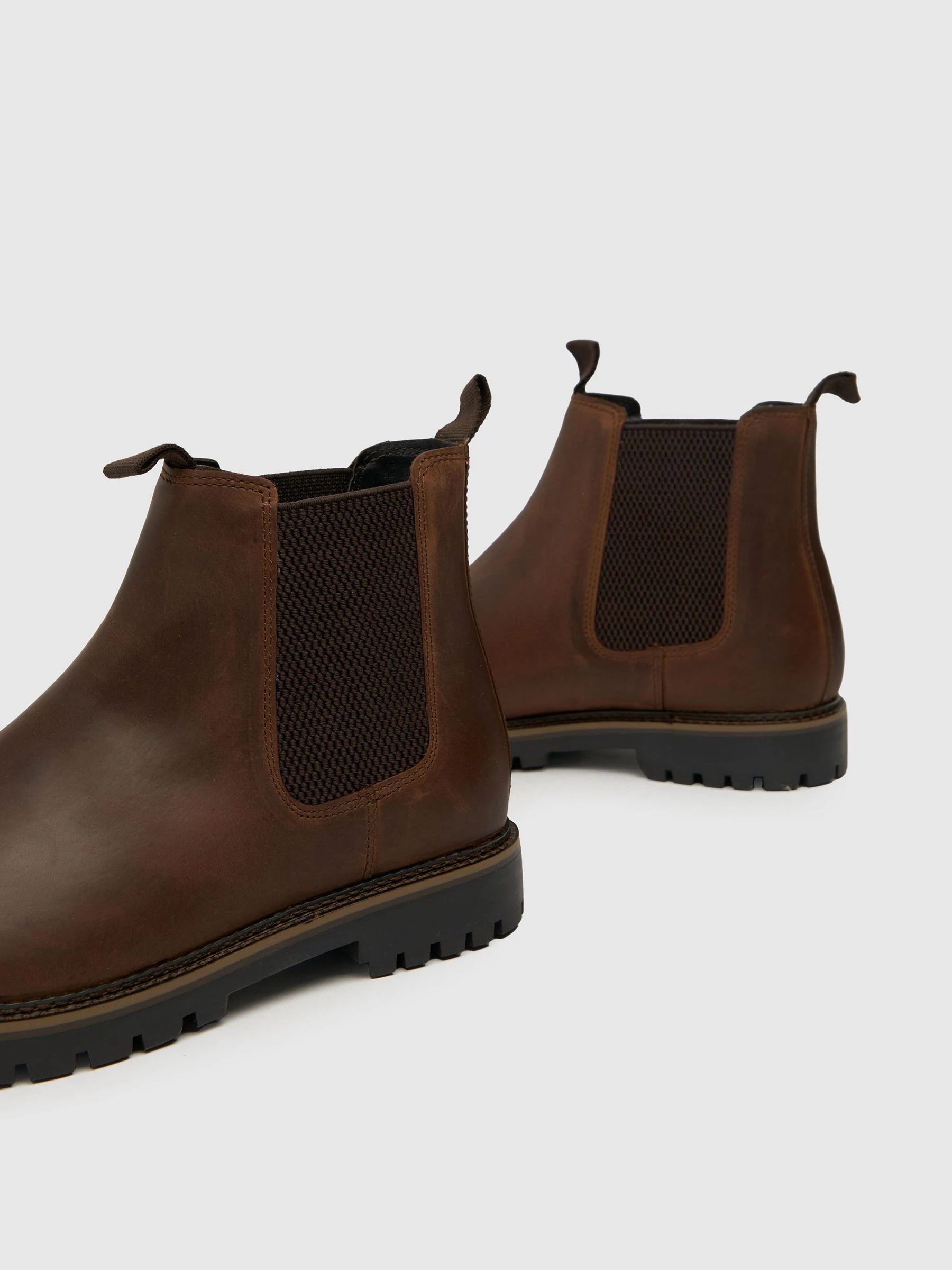 Bruin - Standaard pasvorm - Schuh Dawson leren Chelsea-laarzen