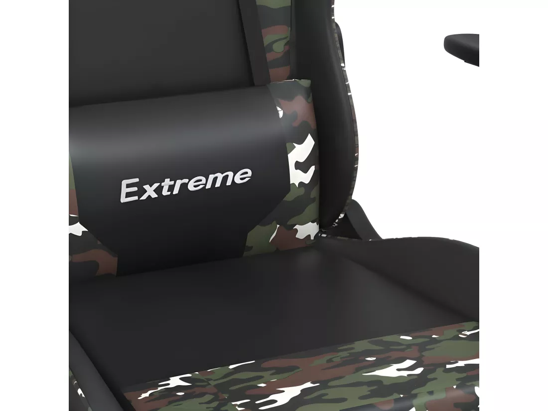 Chaise de jeu avec repose-pied Noir et camouflage Similicuir