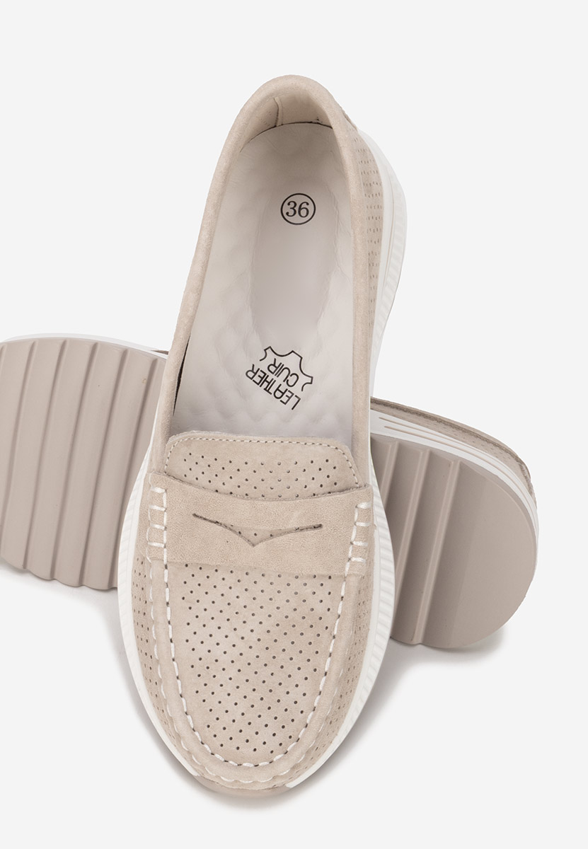 Mocassins femme en cuir beige Seliona
