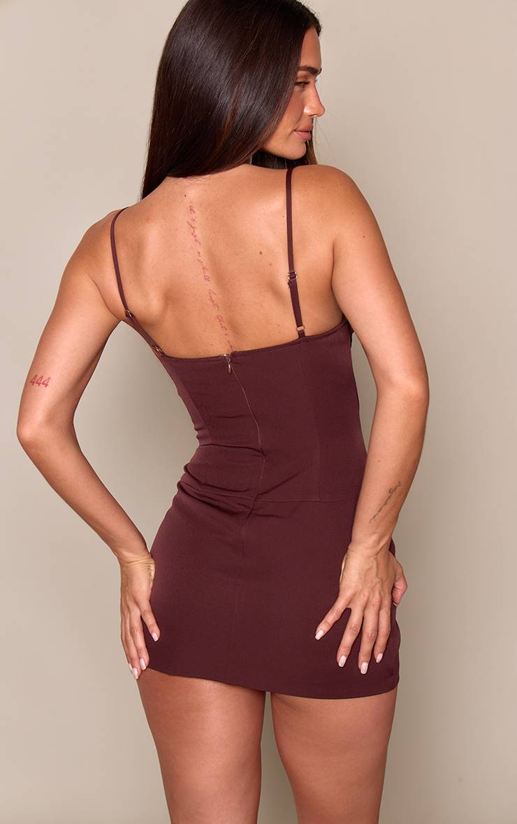 Chocolat Robe Mini Corset Tissé À Baleines