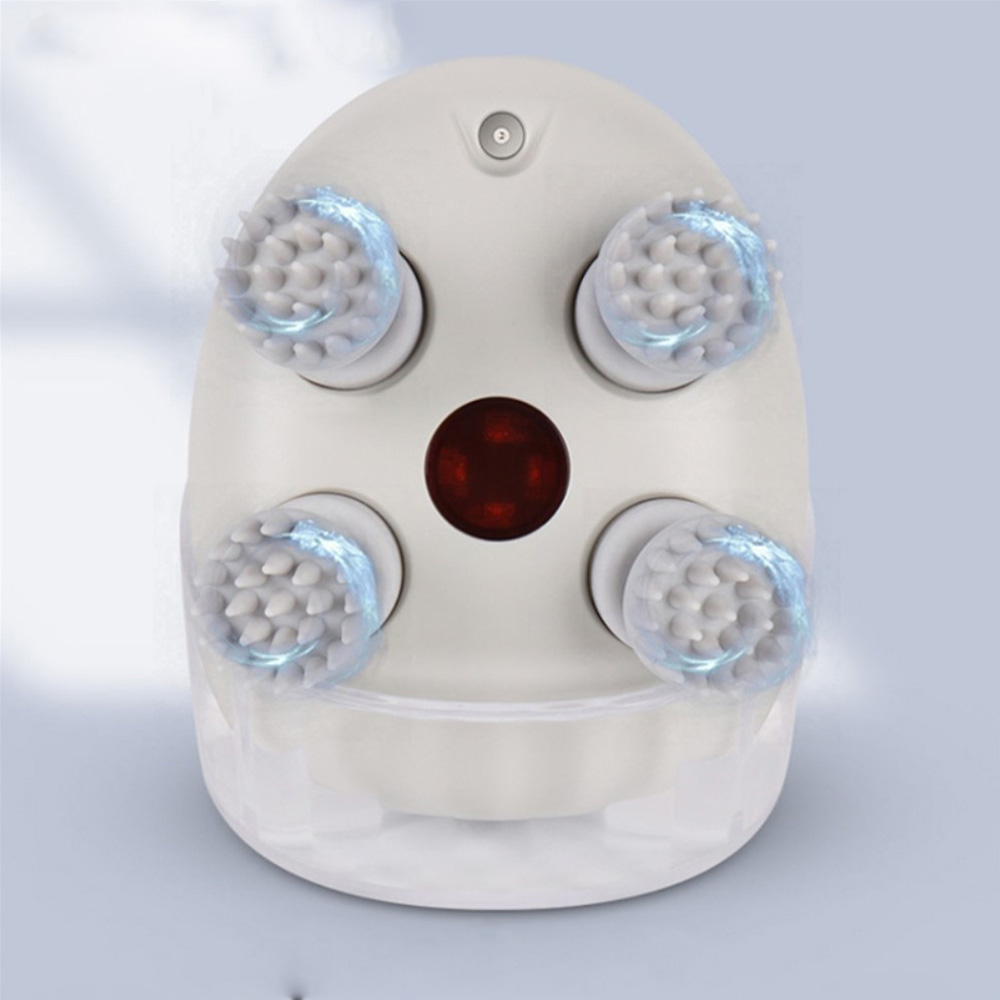 5W Elektrische USB Massage Bürste 360° Grad Kopf Massage Gerät mit 2 Modi (1200mAh) - Weiss / Grau