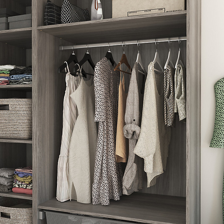 Armoire penderie portes battantes effet chêne grisé GoodHome Atomia H. 225 x L. 150 x P. 60 cm