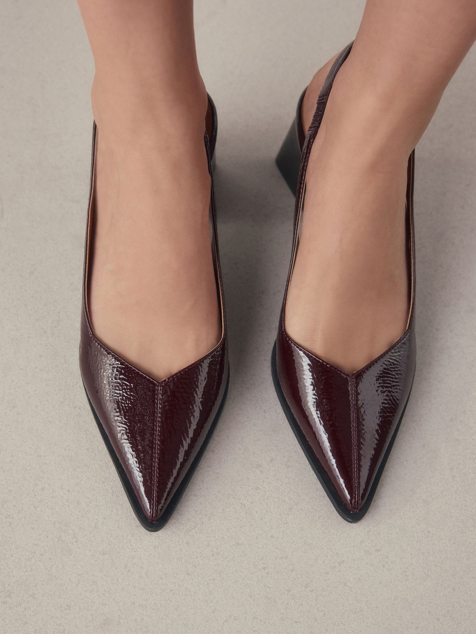Bordeauxrood - Forever Comfort® Pointed Toe Slingback Block Heels