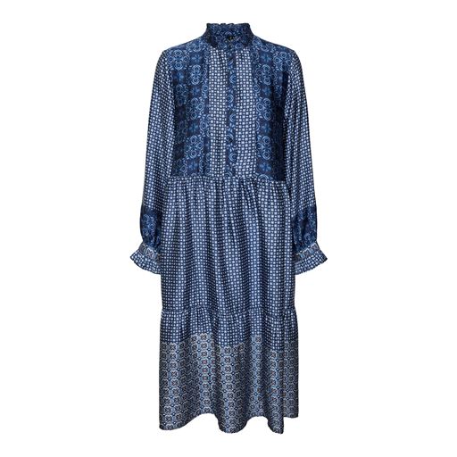 Vero Moda Levi New Poly Kjole, Snow White/ Dark Blue Palma, L