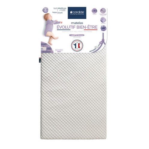 Matelas évolutif bien être déhoussable 360° 60x120x12 cm - CANDIDE